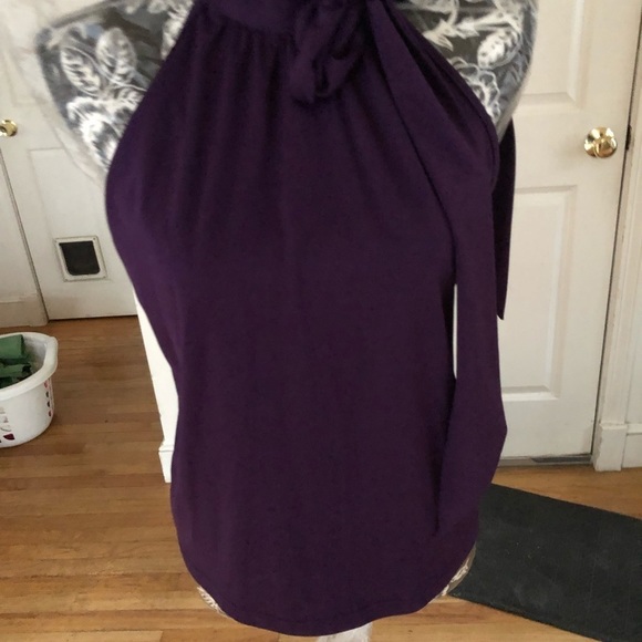 Express size large purple sleeveless with attached scarf w/ key hole back - Picture 2 of 10